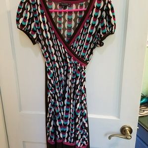 Colorful retro pattern wrap dress